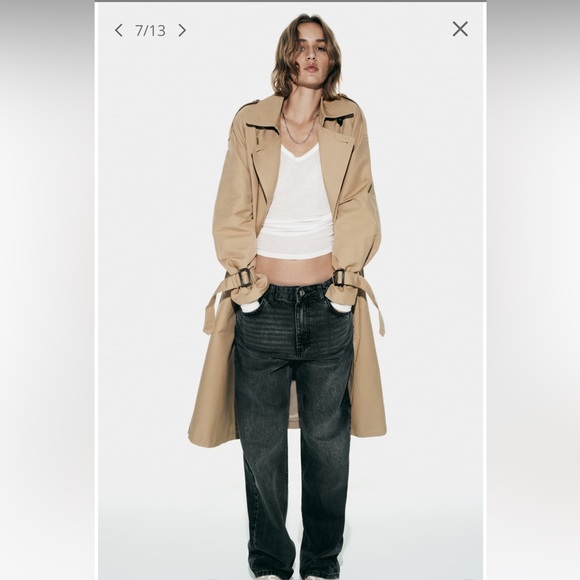 NWT Zara Woman Double Breasted Long Trench Coat - Picture 3 of 9